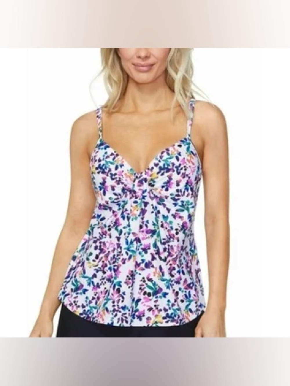 Island Escape Underwire Tankini Floral Padded Top - White Multi sizes 6 / 8 /10